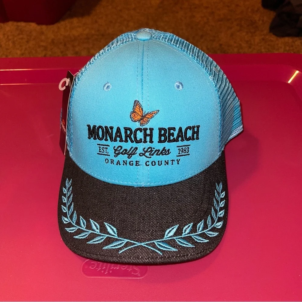 Monarch Beach Golf Hat Structured Trucker Mesh Denim Pukka  Black/Blue New